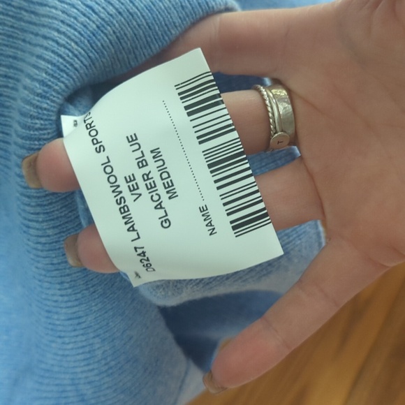 Barbour Lambswool Sports Vee Glacier Blue Sweater Size Men's Medium - Picture 6 of 10